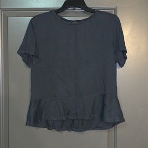 M Slate Grey Ruffle Blouse